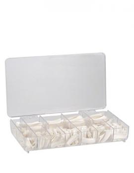 Preview: Nageltips Sortierbox - künstliche Fingernägel Preview: Profi Nageltips Sortierbox - Premium Tipbox Tipkasten mit Tips für künstliche Fingernägel, D-Tips french Weiß, 600 Stück